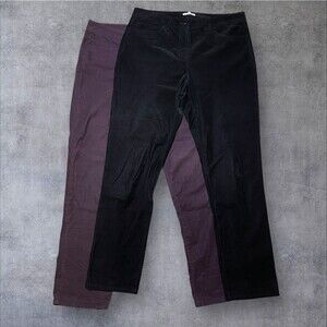 Set of 2 Eileen Fisher Corduroy Pants size M Brown Black 34x32 Stretch Trousers